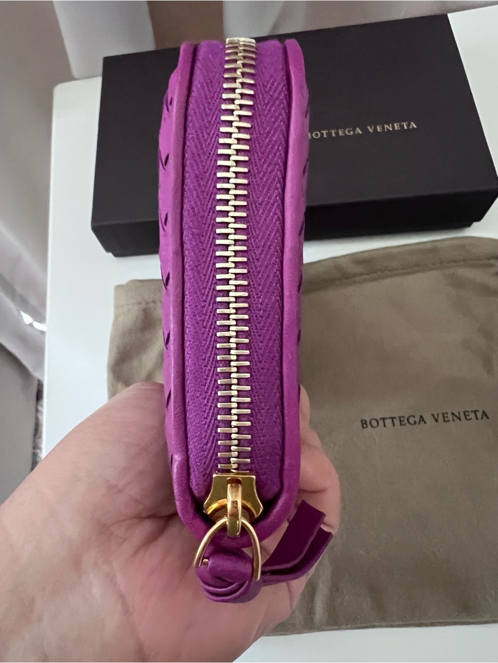Bottega Veneta Purple Intrecciato Zip Around Wallet - Picture 3 of 10